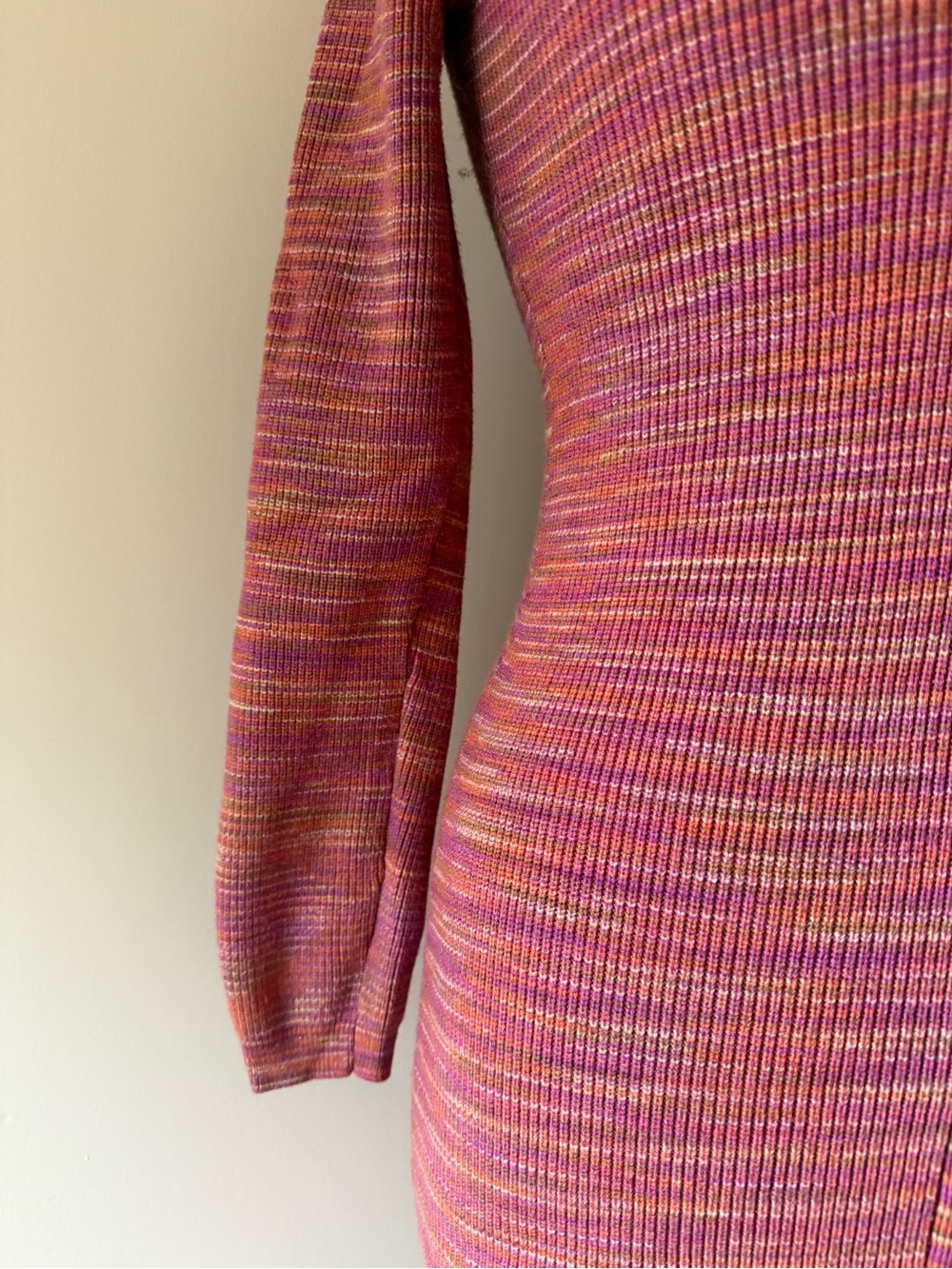 Black Tape Space Dye Ribbed Button Front Sweater Dress Pink Purple Y2K - Picture 3 of 9